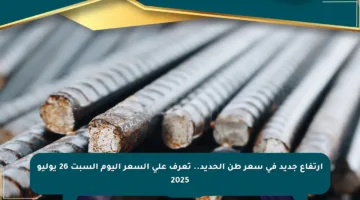 ارتفاع جديد في سعر طن الحديد.. تعرف على السعر اليوم السبت 26 يوليو 2025